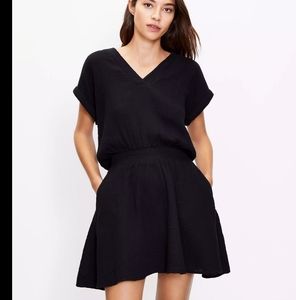 Lou & Grey Triple Cloth V-Neck Pocket Dress Size Medium Black
